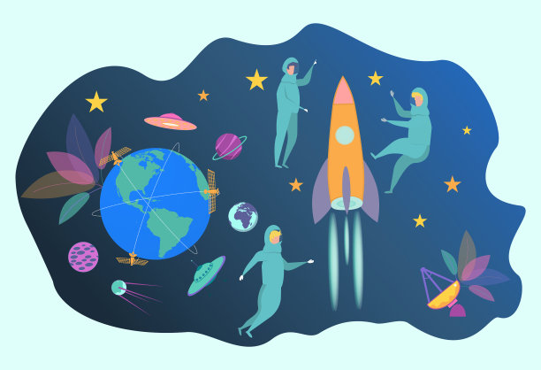 宇航员在轨道上发射地球火箭图片下载