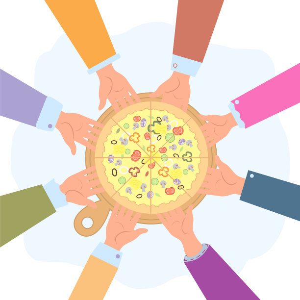 披萨店概念一个家庭披萨店手图片下载