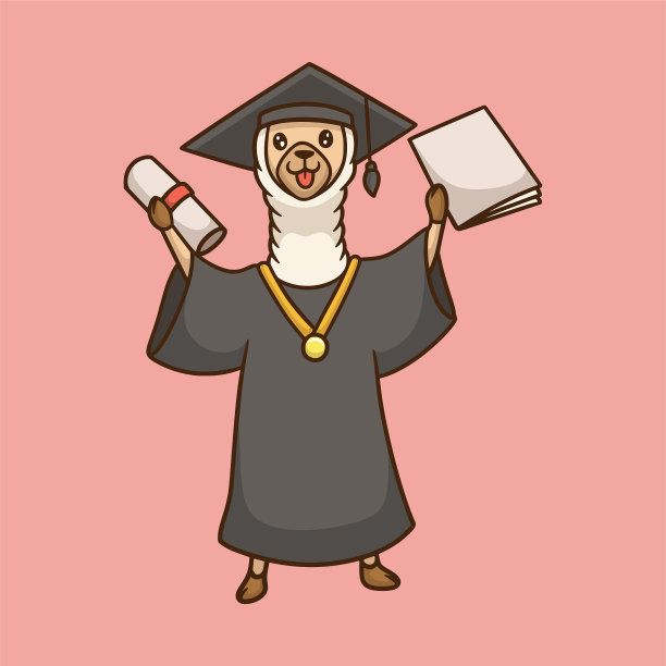 卡通动物设计羊驼毕业可爱图片下载