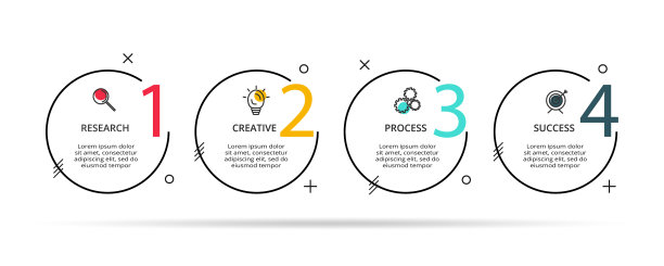 细线元素为信息图形模板图片下载