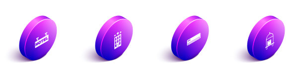 设置等距招牌与文字酒店建筑图片下载