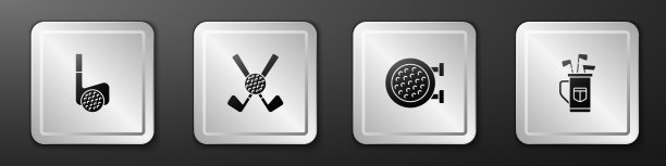 设置高尔夫球杆与球交叉高尔夫运动和图片下载