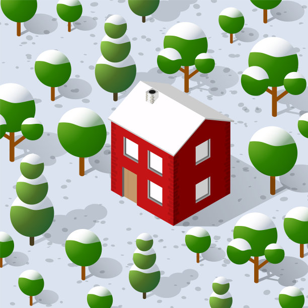 圣诞节寒假的家在树林里图片下载