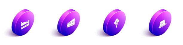 在华夫饼中设置等距块蛋糕冰淇淋图片下载