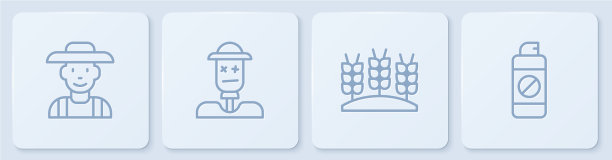 设线农民在帽子小麦稻草人和图片下载