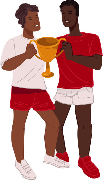 男人和女人手持奖杯比赛胜利图片下载