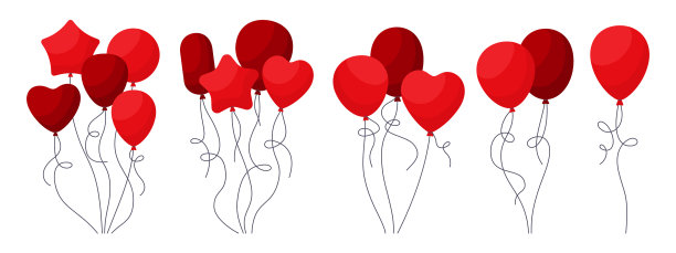 一束气球红色套装生日情人节图片下载