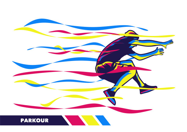 人跳跃与运动彩色艺术品图片下载