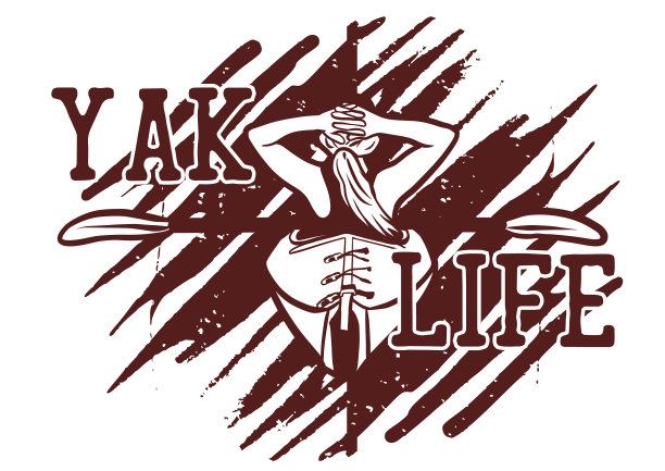 T恤设计牦牛生活与女人享受皮划艇图片下载