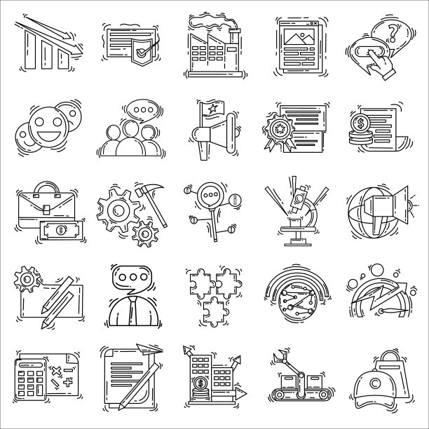 电子商务图标集手绘图标集大纲图片下载