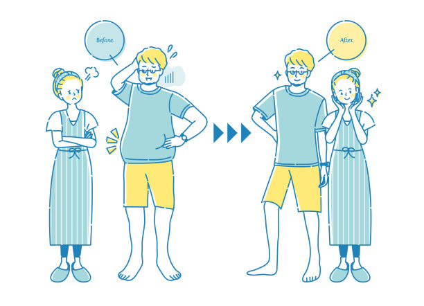 成功节食的年轻人和胖子图片下载