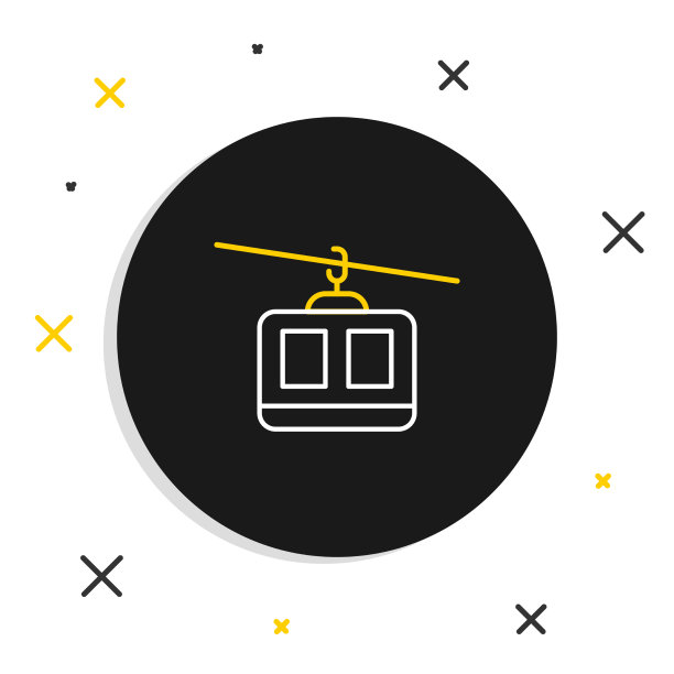 线缆车图标隔离在白色背景图片下载