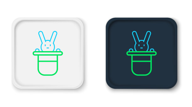 行魔术师的帽子和兔子图标隔离上图片下载