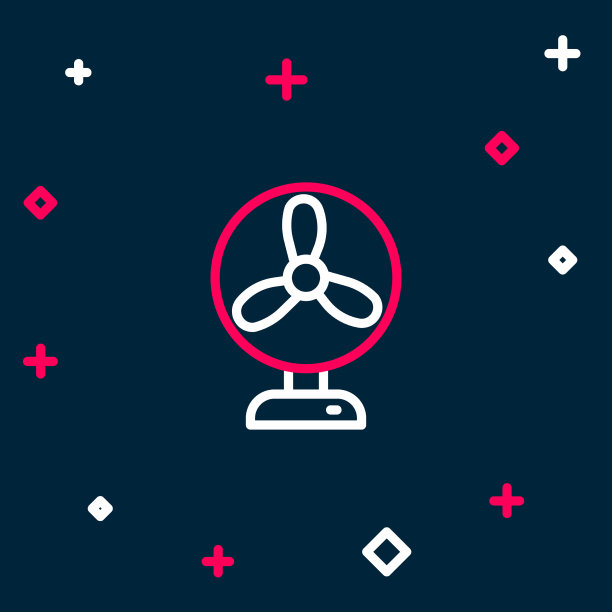 线电风扇图标孤立在蓝色背景上图片下载