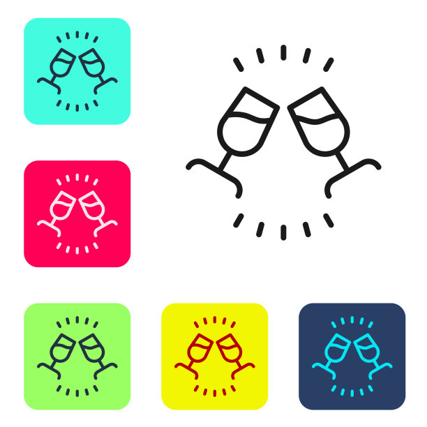 黑线葡萄酒品尝品尝图标孤立图片下载