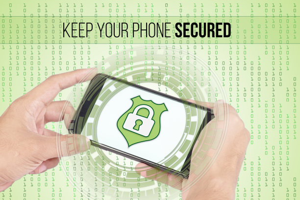 网络安全的概念。锁定智能手机的显示。图片下载