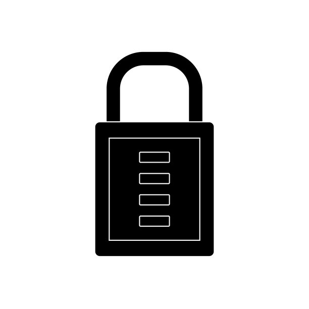 黑色密码锁轮廓图片下载