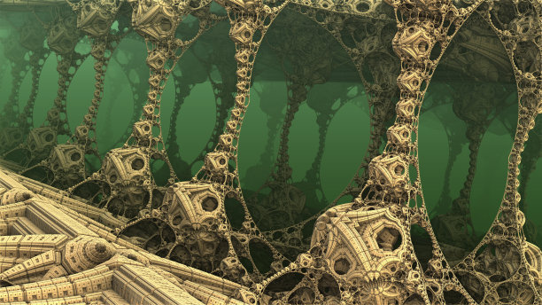 抽象背景3D，梦幻古文明建筑图片下载