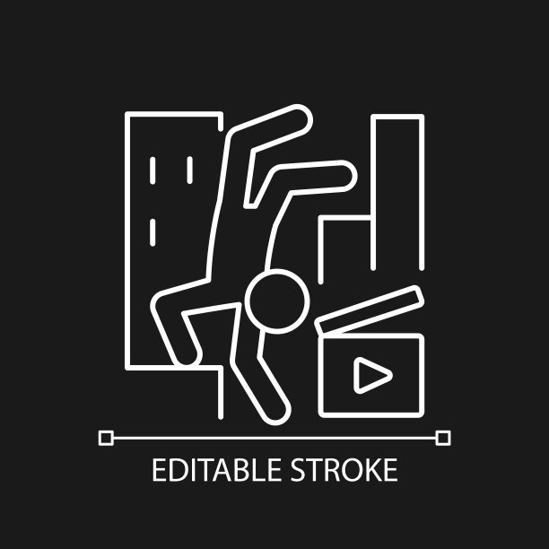 跑酷视频白色线性图标为黑色主题图片下载