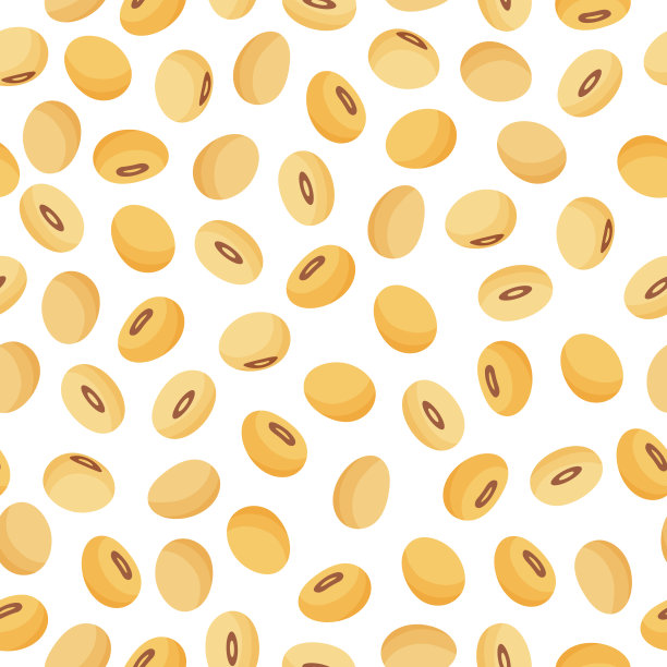 大豆矢量卡通无缝模板农贸市场设计、标签和包装。图片下载