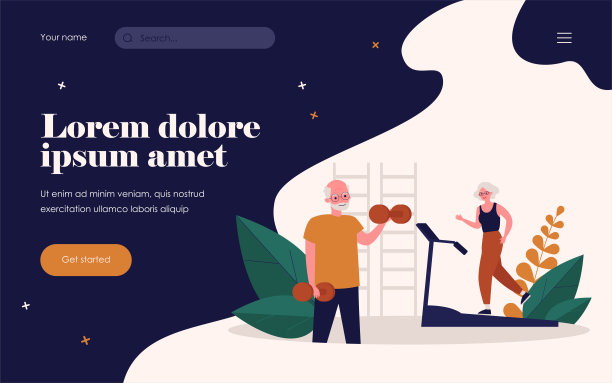 在健身房训练的老年人图片下载