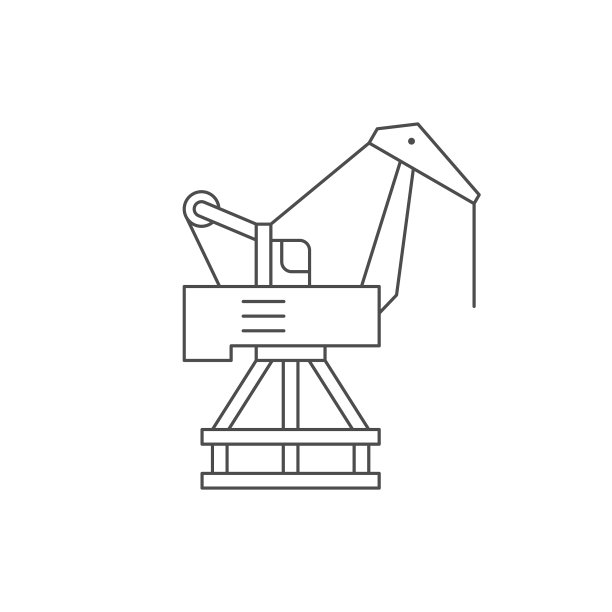 港口起重机线条轮廓图标图片下载