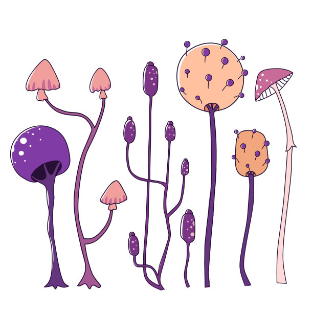 在灯光上设置卡通风格的空间蘑菇图片下载