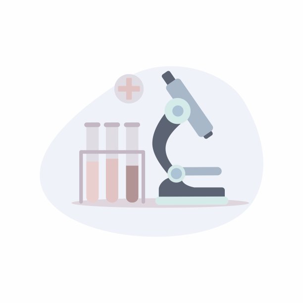 医学测试模板。显微镜和玻璃烧瓶图片下载