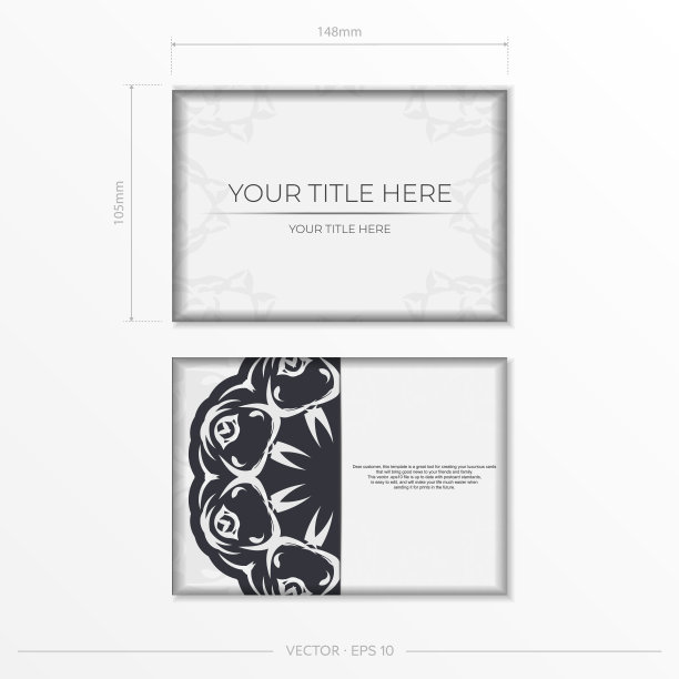 豪华的白色明信片准备与抽象的装饰。矢量模板印刷设计邀请卡与曼荼罗图案。图片下载