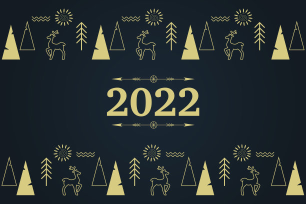 黑色背景上的2022年新年贺卡设计图片下载