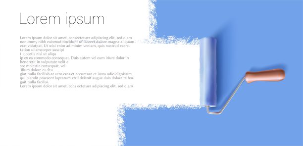 设计横幅与蓝色油漆尺和复制空间为您的文本。图片下载