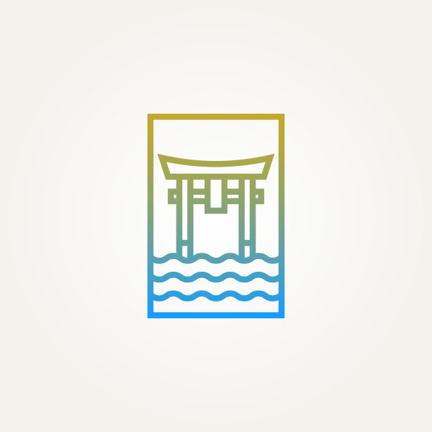 严岛神社鸟居门极简线条艺术图片下载