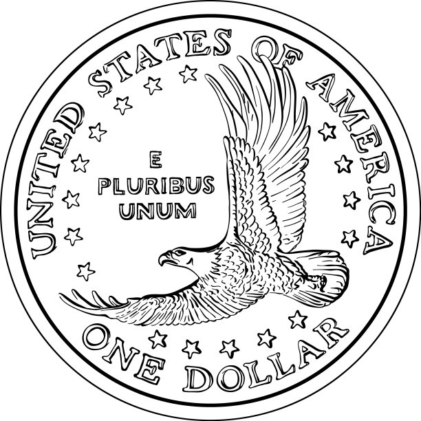 美国货币有鹰的一美元硬币图片下载