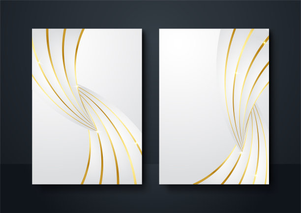 社交媒体横幅背景白色金色。抽象装饰，金线，半色调梯度，三维矢量插图。波浪覆盖模板，几何形状，现代最小的旗帜图片下载