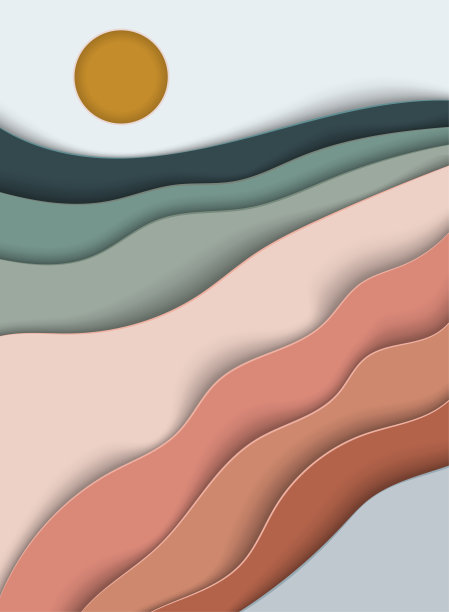 抽象景观夏季背景与纸波浪为旗帜，邀请，海报或网站设计。剪纸风格，3d效果复制，文本空间，矢量插图图片下载