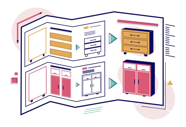 现代橱柜，衣柜图纸，矢量插图。家具设计服务。图片下载