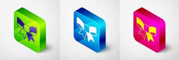 等距礼物弓图标孤立在灰色图片下载