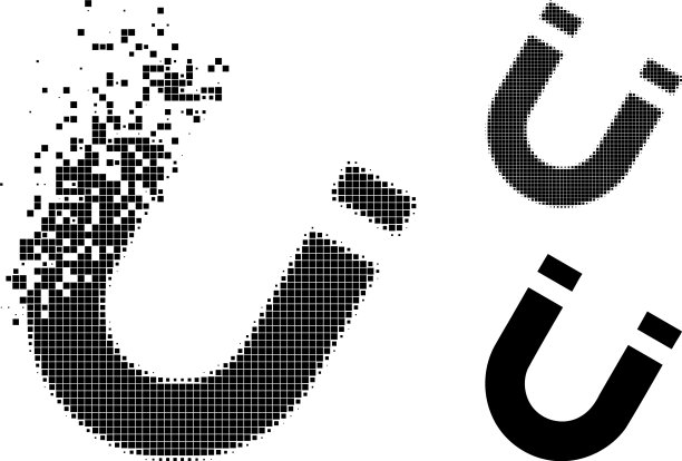 突发象素马蹄形磁铁符号与半色调图片下载