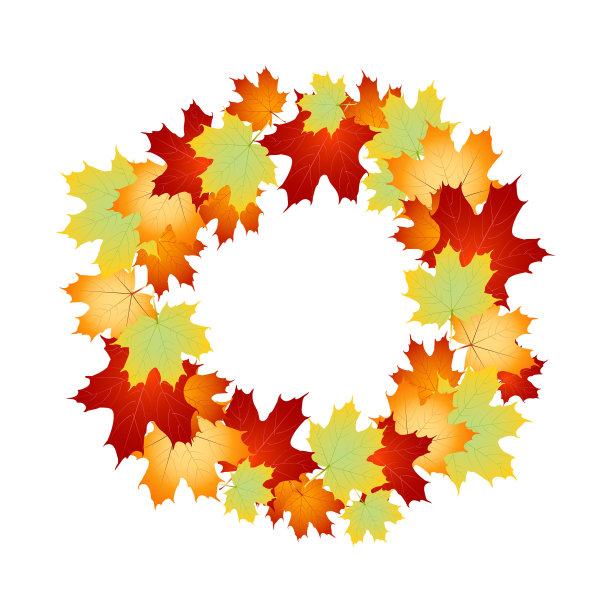 落枫花环。秋天树叶矢量插图。回到学校，教育模板。矢量设计EPS 10图片下载