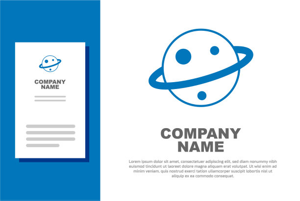 蓝色行星土星与行星环系统图标图片下载