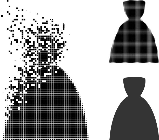 分解的圆点女性服饰符号与半色调图片下载