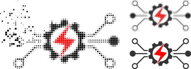 破碎点能量高科技图标与半色调图片下载