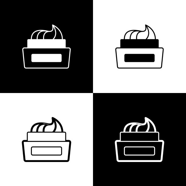 设置瓶子指甲油图标孤立在黑色图片下载