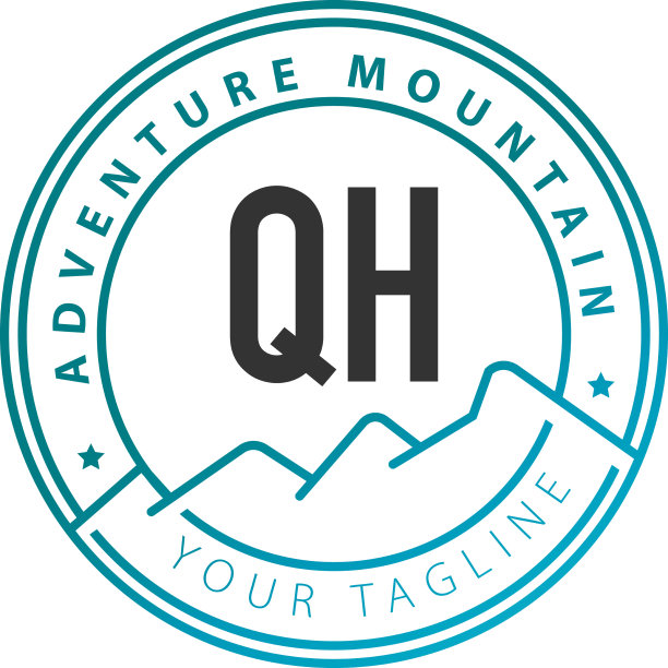 首字母qh冒险山logo设计图片下载