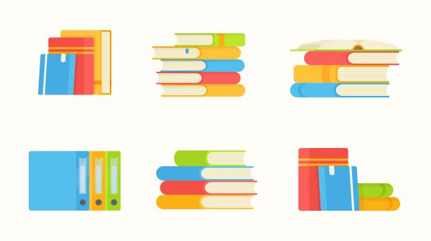 一套文件夹和书。图片下载