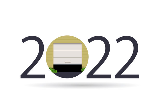 2022与车库门图标在孤立的背景图片下载