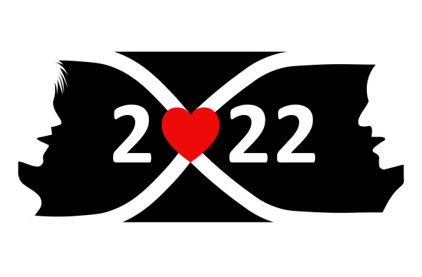 有爱情背景的2022年新年贺卡图片下载