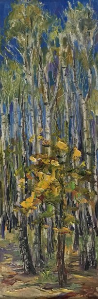 俄罗斯桦树树干油画图片下载