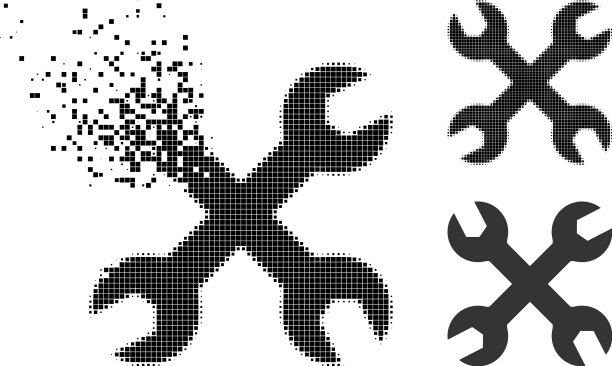 破坏点扳手字形与半色调图片下载