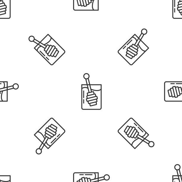 灰线蜂蜜勺棒图标孤立图片下载